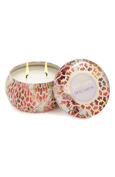 Voluspa Maison Blanc Macaron Maison Metallo Two-wick Candle, 11 oz