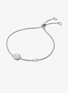 Michael Kors Precious Metal-plated Sterling Silver Pavé Halo Slider Bracelet In Silver