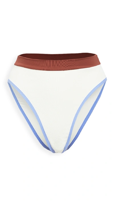 L*space Frenchi Bikini Bottoms In Cream/tobacco/peri Blue