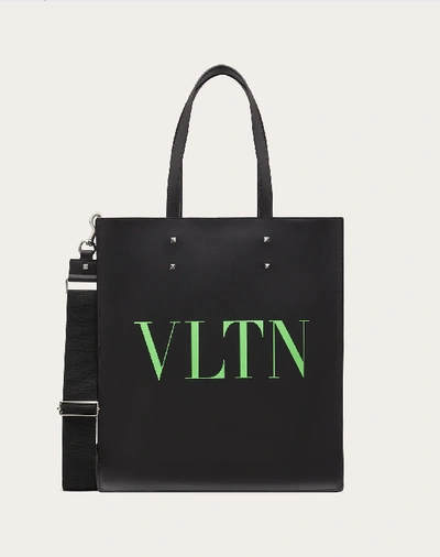 Valentino Garavani Uomo Vltn Leather Tote Bag In Black