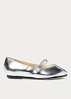 Polo Ralph Lauren Alyssa Metallic Leather Mary Jane In Silver