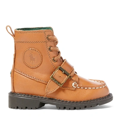 Polo Ralph Lauren Kids' Leather Ranger Hi Ii Boot In Tan Burnished Leather
