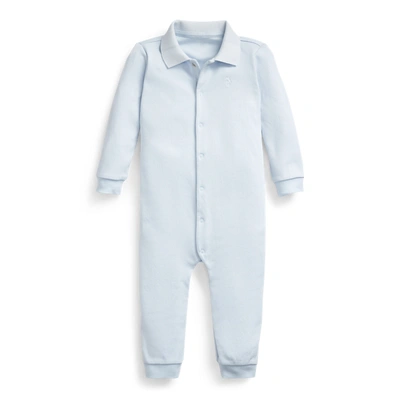 Polo Ralph Lauren Babies' Cotton Interlock Polo Coverall In Beryl Blue