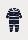 RALPH LAUREN STRIPED COTTON RUGBY COVERALL,0033556572