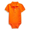 Polo Ralph Lauren Cotton Mesh Polo Bodysuit In Sailing Orange
