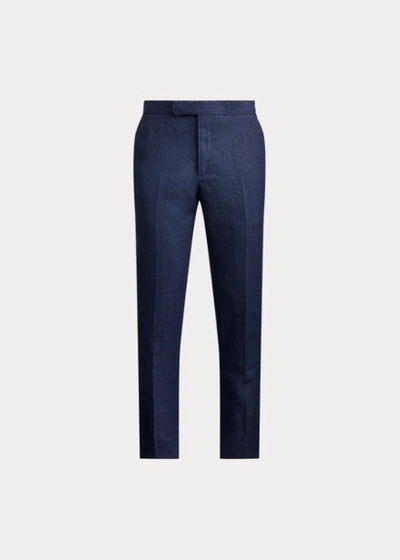 Ralph Lauren Linen Trouser In Dark Navy