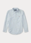 Polo Ralph Lauren Boy's Cotton Oxford Stripe Sport Shirt In Light Blue Stripe