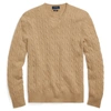 Ralph Lauren Cable-knit Cashmere Sweater In Camel Melange