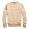 Polo Ralph Lauren Cotton V-neck Sweater In Camel Melange