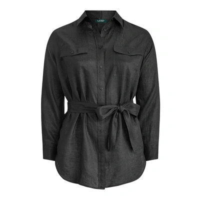 Polo Ralph Lauren Belted Linen Shirt In Polo Black