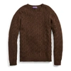 Ralph Lauren Cable-knit Cashmere Sweater In Equine Brown Melange