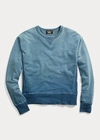 Double Rl Indigo French Terry Sweatshirt In Washed Blue Indigo