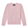 Polo Ralph Lauren Mini-cable Cotton Cardigan In Hint Of Pink