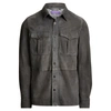 Ralph Lauren Suede Overshirt In Dark Grey