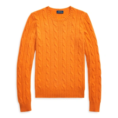 Ralph Lauren Cable-knit Cashmere Sweater In Fiesta Orange