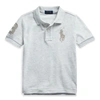 Polo Ralph Lauren Kids' Big Pony Cotton Mesh Polo In Quartz Heather