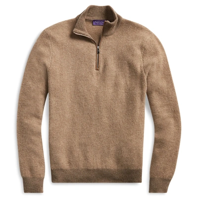 Polo Ralph Lauren Cashmere Quarter-zip Sweater In Taupe Melange