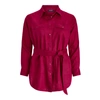 Polo Ralph Lauren Belted Linen Shirt In Bright Fuschia