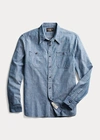 Double Rl Indigo Chambray Workshirt In Rinse