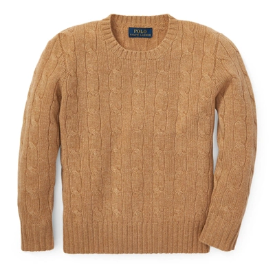 Polo Ralph Lauren Kids' Cable-knit Cashmere Sweater In Camel Melange