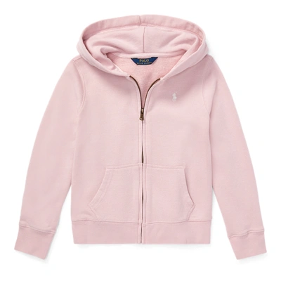 Polo Ralph Lauren Kids' Cotton-blend-fleece Full-zip Hoodie In Hint Of Pink,white