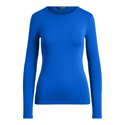 Ralph Lauren Cotton-blend Long-sleeve Top In Blue Glacier