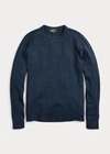 Double Rl Indigo Jacquard-knit Crewneck In Rinsed Blue Indigo