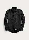 Double Rl Slim Fit Twill Western Shirt In Polo Black