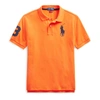 Polo Ralph Lauren Kids' Big Pony Cotton Mesh Polo In Bright Signal Orange