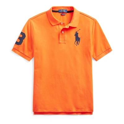 Polo Ralph Lauren Kids' Big Pony Cotton Mesh Polo In Bright Signal Orange