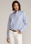 Polo Ralph Lauren Adrien Striped Cotton Shirt In White/french Blue