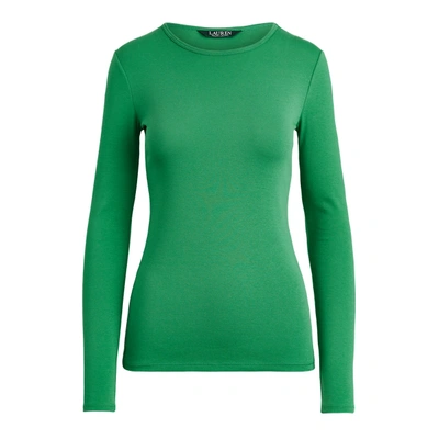 Ralph Lauren Cotton-blend Long-sleeve Top In Hedge Green