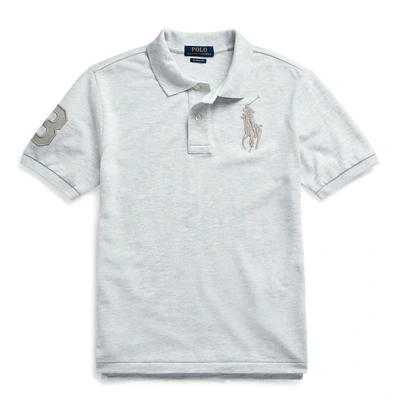 Polo Ralph Lauren Kids' Big Pony Cotton Mesh Polo In Quartz Heather