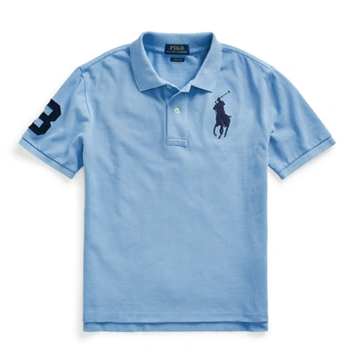 Ralph Lauren Kids' Big Pony Cotton Mesh Polo In Fall Blue