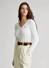 RALPH LAUREN CABLE-KNIT V-NECK SWEATER,0041427691