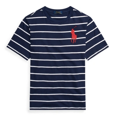 Ralph Lauren Kids' Striped Cotton Jersey Tee In Newport Navy Multi