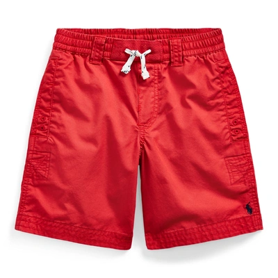 Polo Ralph Lauren Kids' Cotton Twill Drawstring Short In Evening Post Red