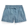 Polo Ralph Lauren Big Girls Cotton Chambray Camp Shorts In Indigo