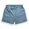 Polo Ralph Lauren Kids' Cotton Chambray Camp Short In Indigo