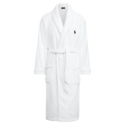 Polo Ralph Lauren Men's Big & Tall Shawl Cotton Robe In White/cruise Navy