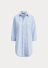 Ralph Lauren Striped Cotton Sleep Shirt In Pale Pink Stripe