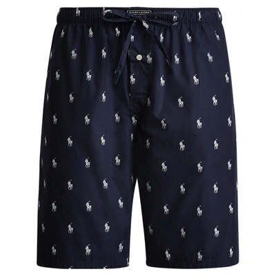 Polo Ralph Lauren Allover Pony Pajama Short In Cruise Navy/nevis Aopp