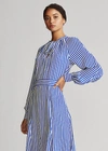 Polo Ralph Lauren Striped Silk-blend Dress In Royal/white