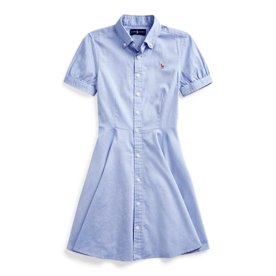 Polo Ralph Lauren Kids' Cotton Oxford Shirtdress In Blue Hyacinth