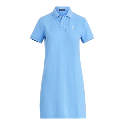 Ralph Lauren Cotton Mesh Polo Dress In Harbor Island Blue