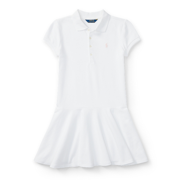 Polo Ralph Lauren Kids' Stretch Cotton Mesh Polo Dress In White | ModeSens