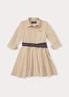 Polo Ralph Lauren Little Girls Chino Cotton Shirtdress In Khaki