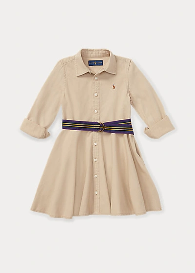 Polo Ralph Lauren Kids' Little Girls Chino Cotton Shirtdress In Khaki