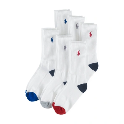 Polo Ralph Lauren Kids' 6-pk. Color-blocked Crew Socks, Little Boys & Big Boys In White