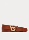 Polo Ralph Lauren Monogram-buckle Leather Belt In Tan